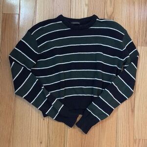 Brandy Melville Navy and Green Striped Sweater